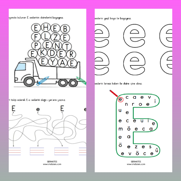 1. Sınıf İlkokuma Yazma - E Sesi Etkinliği - 2