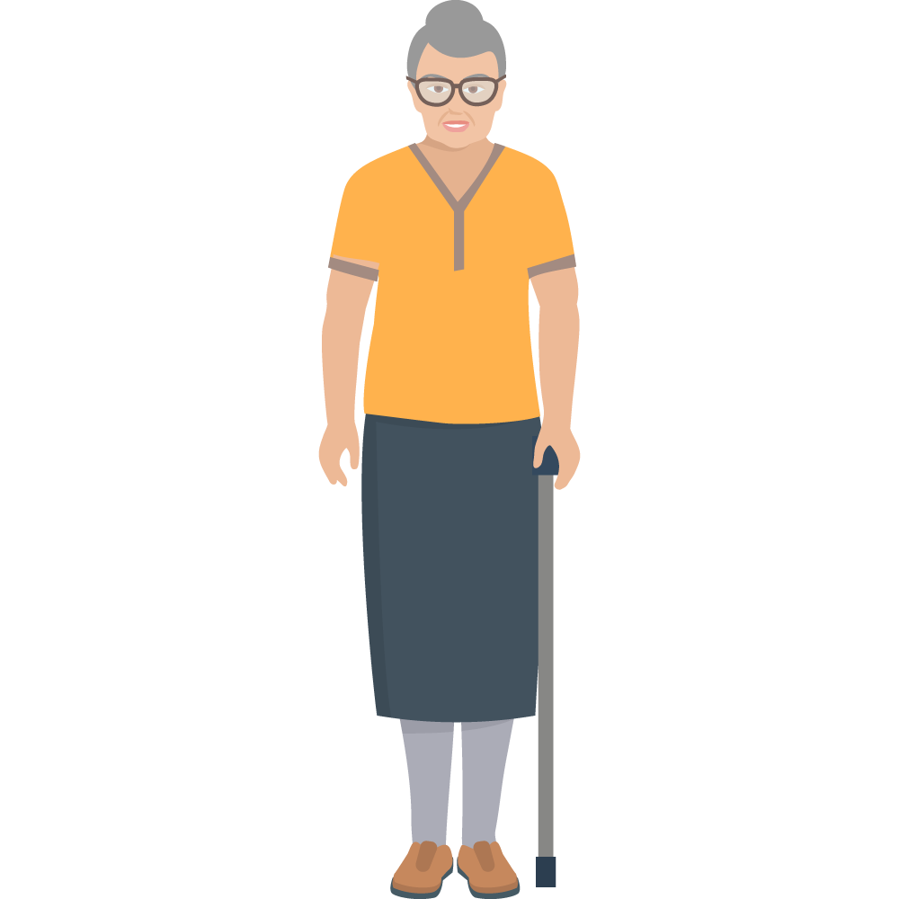Clipart bastonlu yaşlı kadın resmi