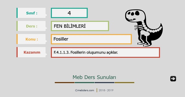 4.Sınıf Fen Bilimleri Fosiller Sunusu