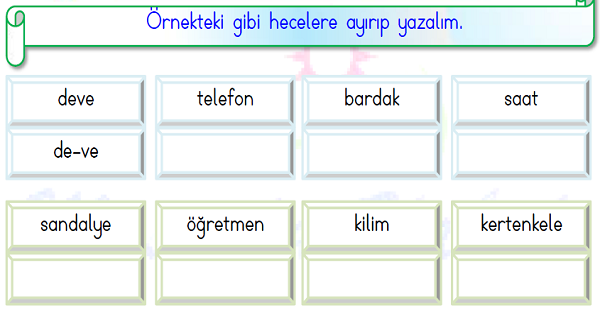 1.Sınıf Türkçe Hece Etkinliği-1
