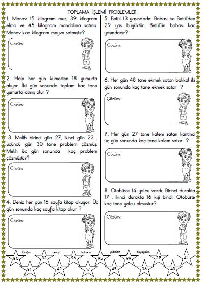 2. Sınıf Matematik Toplama İşlemi Problemleri Etkinliği 4