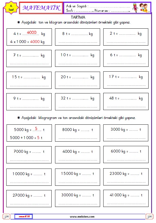 4. Sınıf Matematik Tartma Etkinliği 7