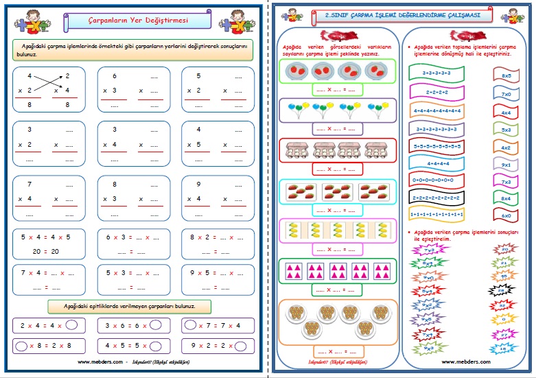 2.Sınıf Matematik Çarpma İşlemi Çalışması (9 Sayfa)