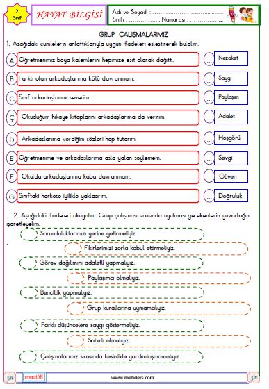 2. Sınıf Hayat Bilgisi Grup Çalışmalarımız Etkinliği