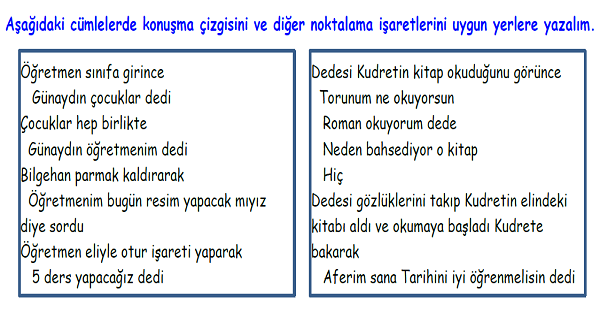 4.Sınıf Türkçe (Tırnak İşareti-Kısa Çizgi-Konuşma Çizgisi) Noktalama İşaretleri-4