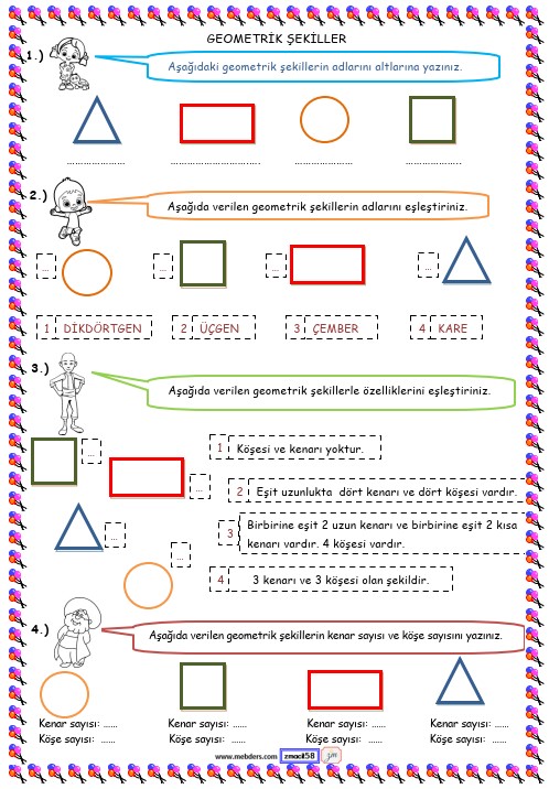 1. Sınıf Matematik Geometrik Şekiller Etkinliği 12