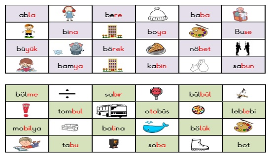 1.Sınıf İlk Okuma Yazma B-b Sesi Okuma Tombalası