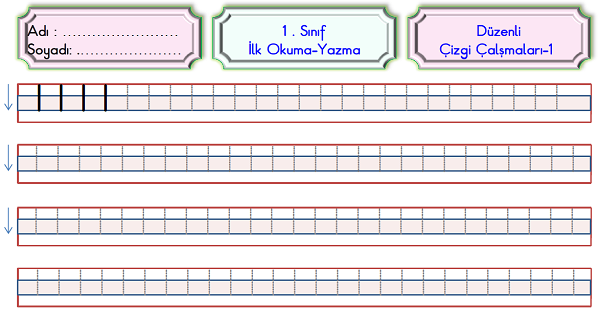 1.Sınıf İlk Okuma Yazma Düzenli Çizgi Çalışmaları Etkinliği 1