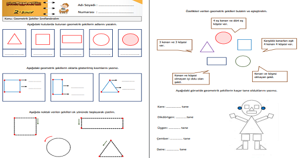 2.Sınıf Matematik Geometrik Şekilleri Sınıflandıralım Etkinliği 1