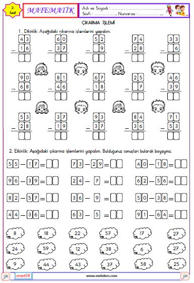 2. Sınıf Matematik Onluk Bozarak Çıkarma İşlemi Etkinliği 4