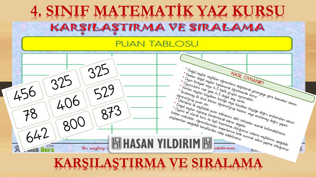 4.Sınıf Matematik Yaz Kursu - Karşılaştırma ve Sıralama Oyunu