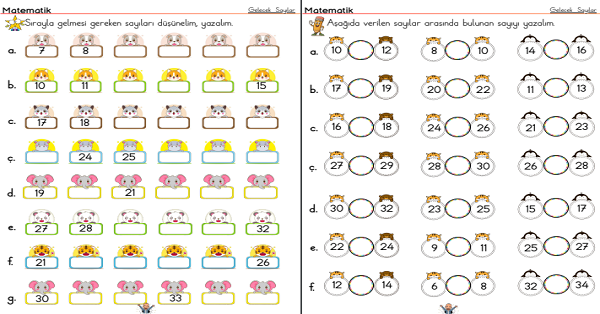 1. Sınıf Matematik Ritmik Saymalar (Verilmeyen Sayıları Tamamlama)
