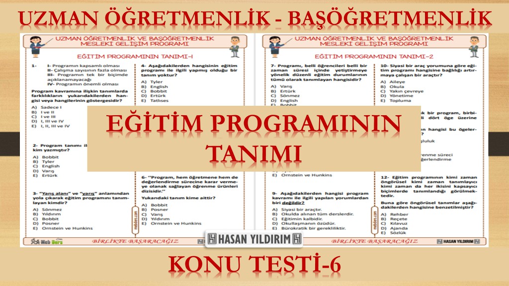 Eğitim Programının Tanımı (Konu Testi-6)