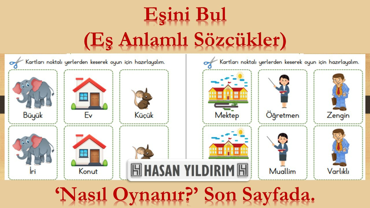 Eşini Bul Eş Anlamlı Sözcükleri Eşleştirme Oyunu