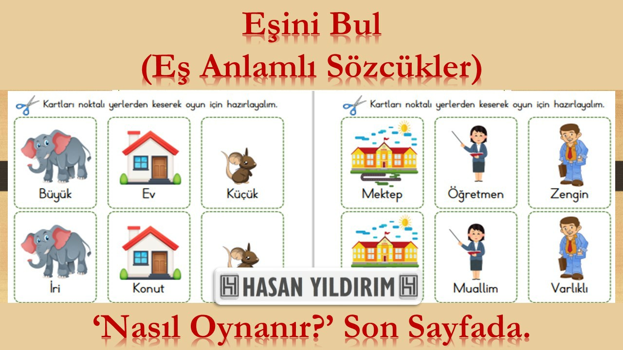 Eşini Bul Eş Anlamlı Sözcükleri Eşleştirme Oyunu