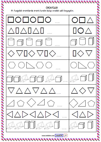 1. Sınıf Matematik Örüntüler Etkinliği 8