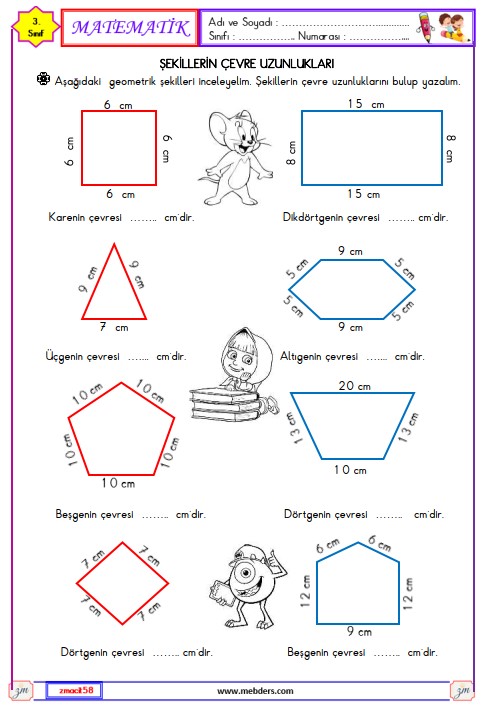 3. Sınıf Matematik Şekillerin Çevre Uzunlukları Etkinliği 14