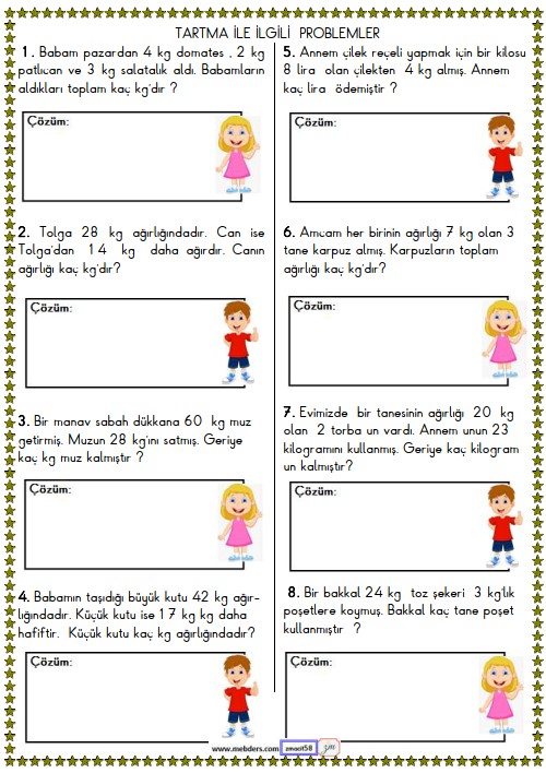 2. Sınıf Matematik Tartma ile İlgili Problemler Etkinliği 10