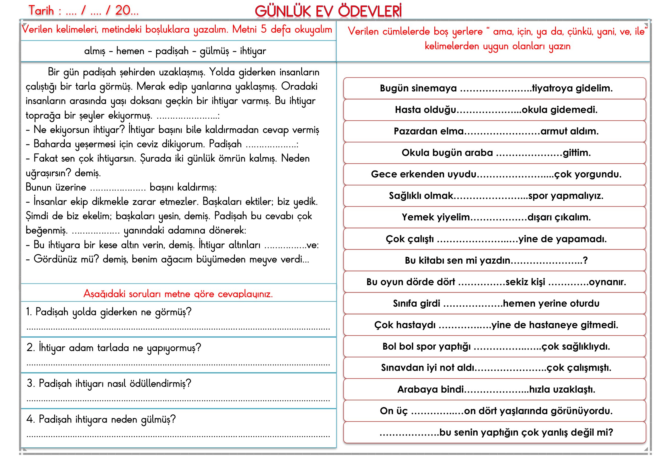 2.Sınıf - 09 Nisan 2026 Günlük Ev Ödevleri