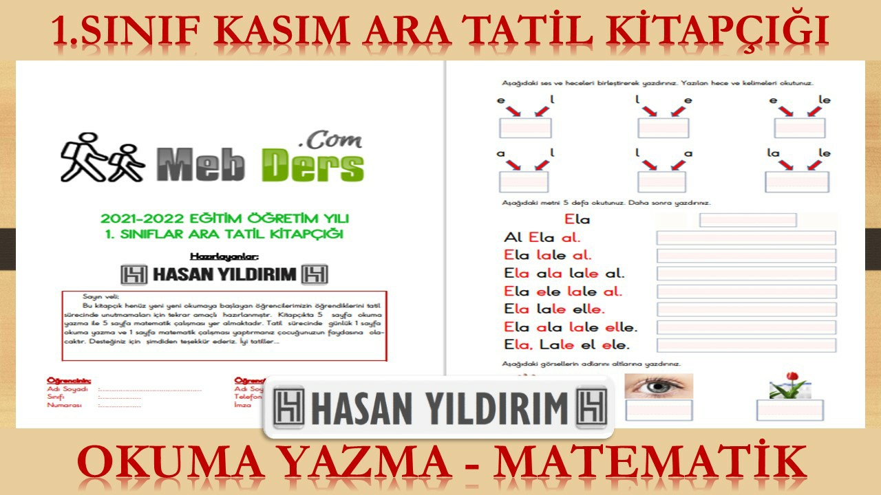 1.Sınıf Kasım Ara Tatil Kitapçığı (Okuma Yazma - Matematik)