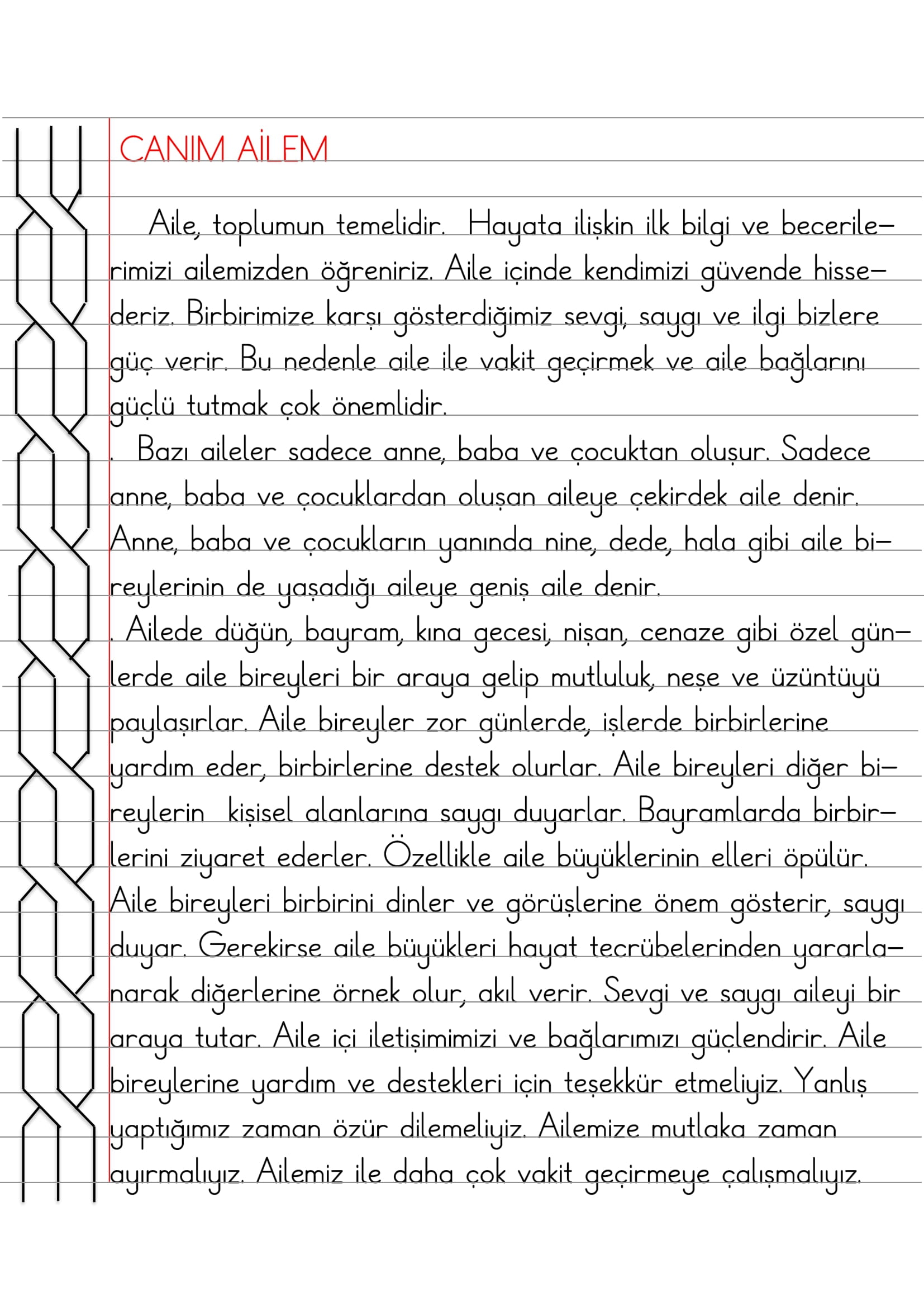 2.Sınıf - Hayat Bilgisi Canım Ailem Defter Özeti