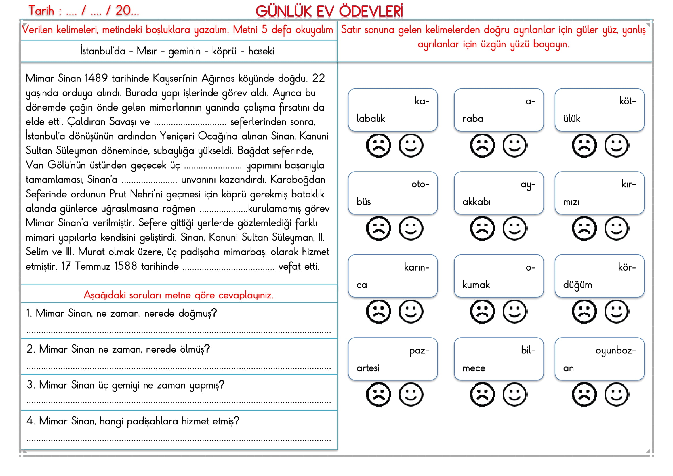 2.Sınıf 07 Mayıs 2025 Günlük Ev Ödevi