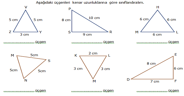 4.Sınıf Matematik Üçgenleri Kenar Uzunluklarına Göre Sınıflandırma Etkinliği 1