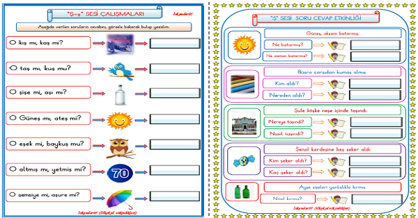 1. Sınıf İlk Okuma Yazma Ş Sesi Soru Cevap ve Mi- Mü Etkinliği