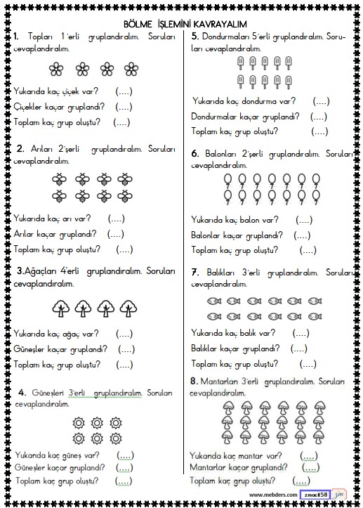 2. Sınıf Matematik Bölme İşlemini Kavrayalım Etkinliği 2