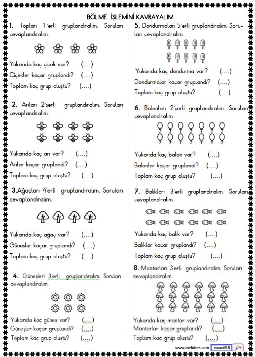 2. Sınıf Matematik Bölme İşlemini Kavrayalım Etkinliği 2