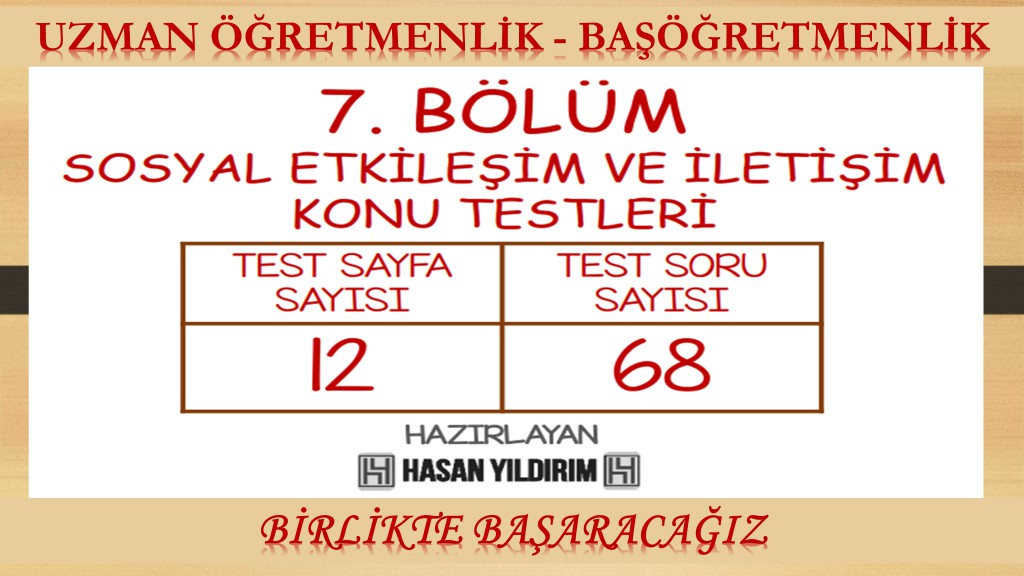 Uzman Öğretmenlik ve Başöğretmenlik Konu Testleri - 7. Bölüm (Tek PDF)