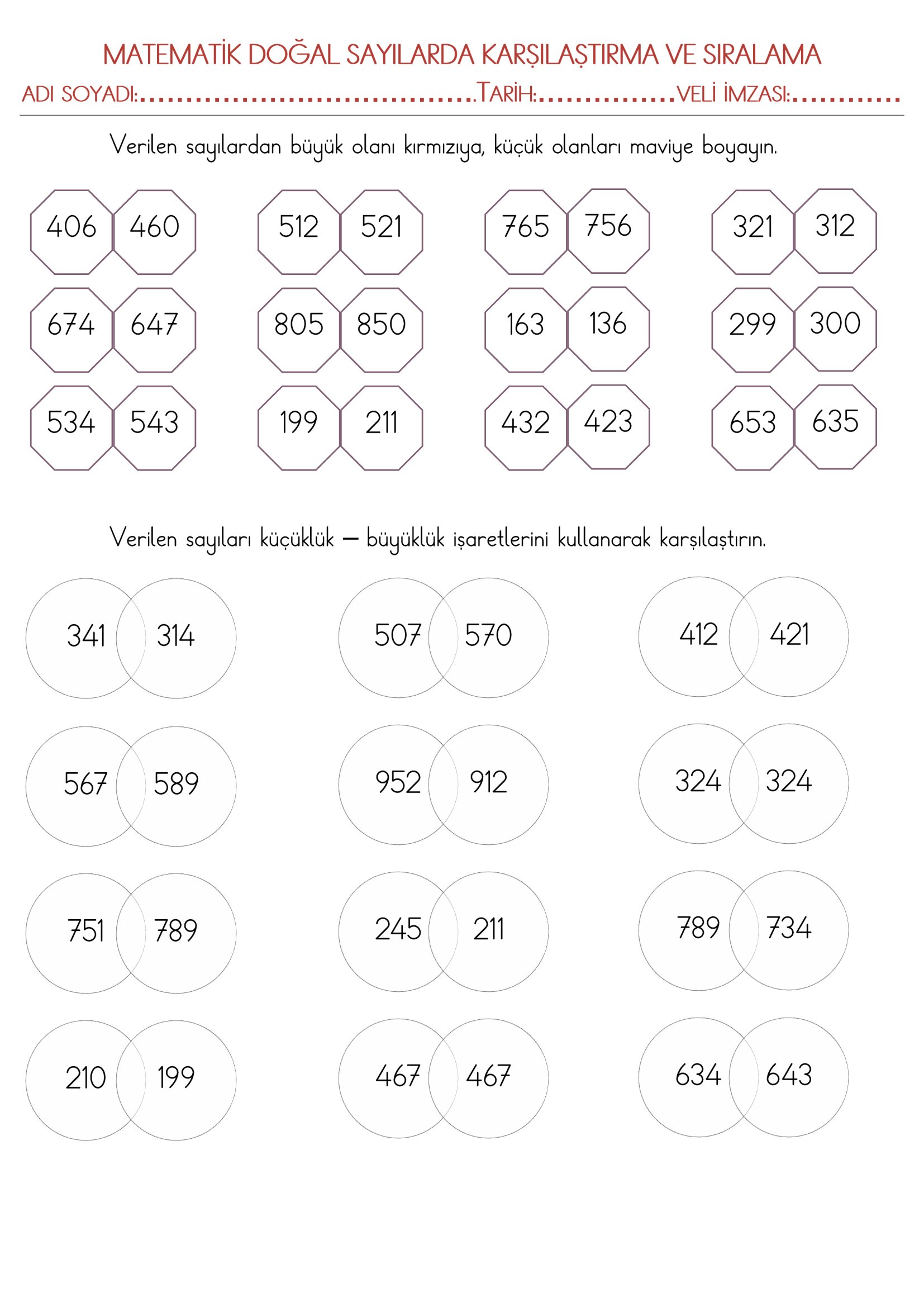 3.Sınıf Matematik Üç Basamaklı Doğal Sayıların Karşılaştırma ve Sıralaması-1