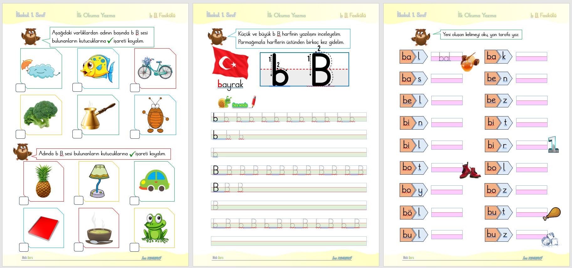 1. Sınıf İlk Okuma Yazma B Sesi FASİKÜLÜ