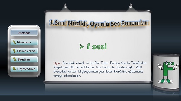 1.Sınıf İlkokuma Müzikli, Animasyonlu f Sesi Sunusu