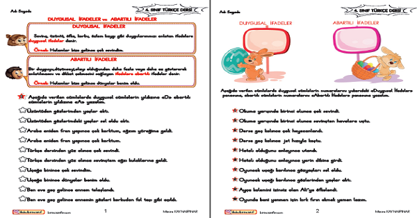 4. Sınıf Türkçe Duygusal ve Abartılı İfadeler Etkinliği 4