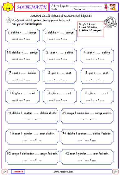 3. Sınıf Matematik Zamanı Okuyalım ve Yazalım  Etkinliği 11