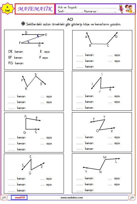 4. Sınıf Matematik Açı Etkinliği 3