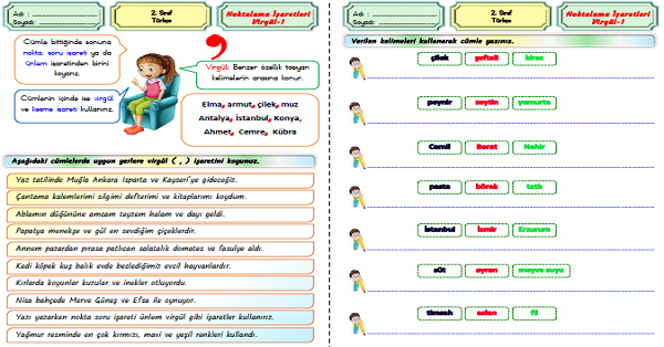 2.Sınıf Türkçe Virgül Etkinliği-1