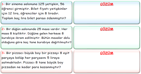 3.Sınıf Matematik Çarpma İşlemi Problemleri-5