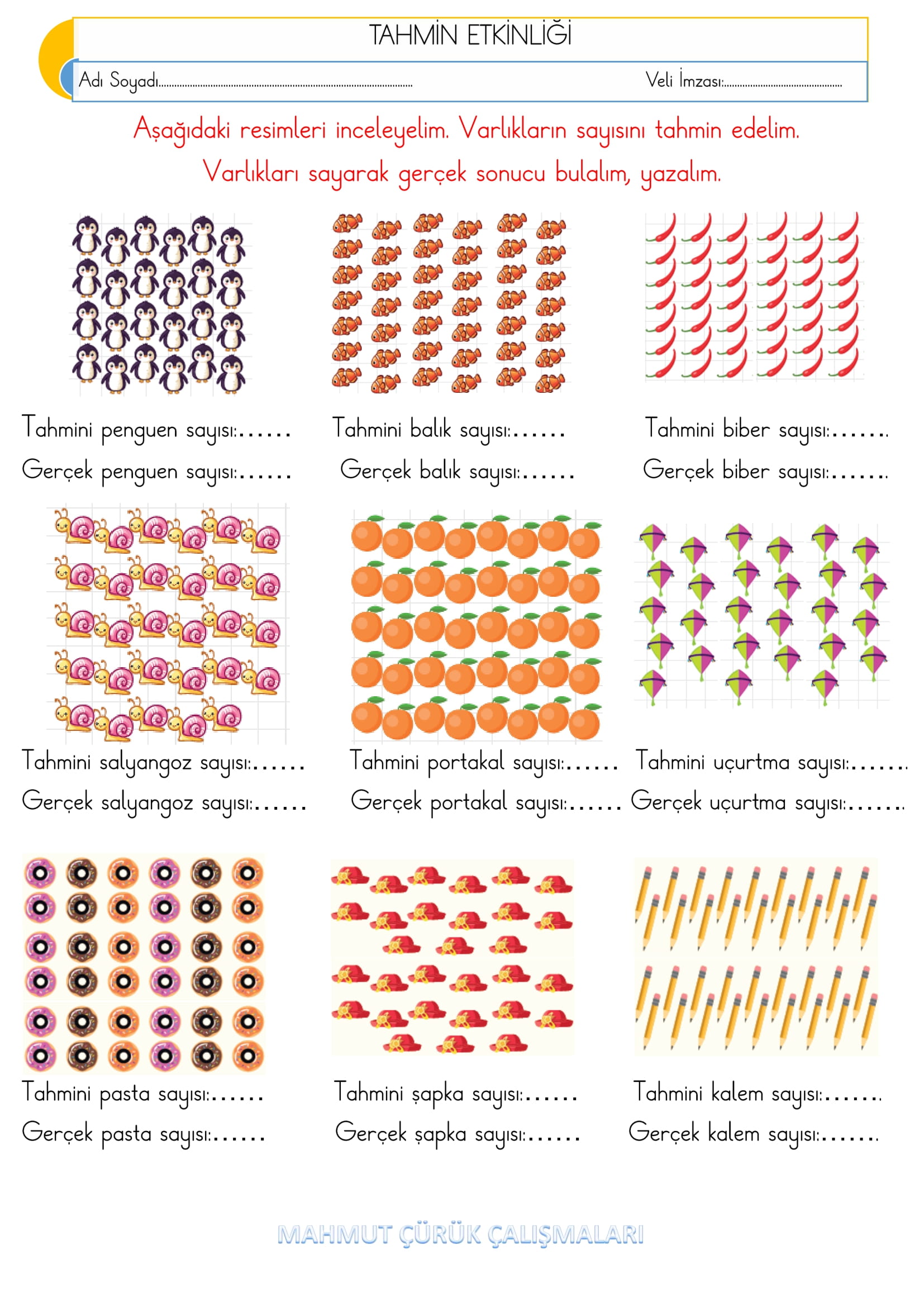 2.Sınıf - Matematik - Tahmin Etkinliği-2