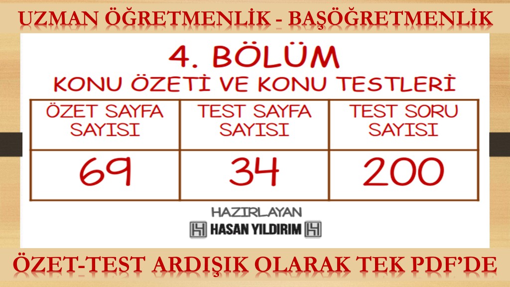 4. Bölüm Uzman Öğretmenlik ve Başöğretmenlik Konu Özeti ve Konu Testleri (Tek PDF'de)