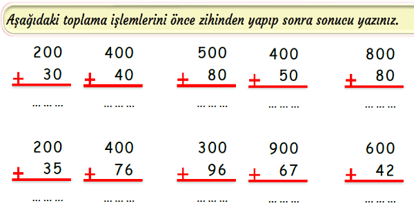 3.Sınıf Matematik Zihinden Toplama İşlemi-1