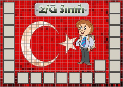 Model 54, 2G şubesi için Türk bayraklı fotoğraf eklemeli kapı süslemesi - 22 öğrencilik