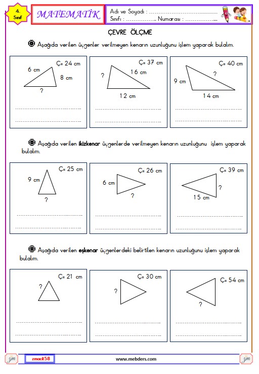 4. Sınıf Matematik Çevre Ölçme Etkinliği 6