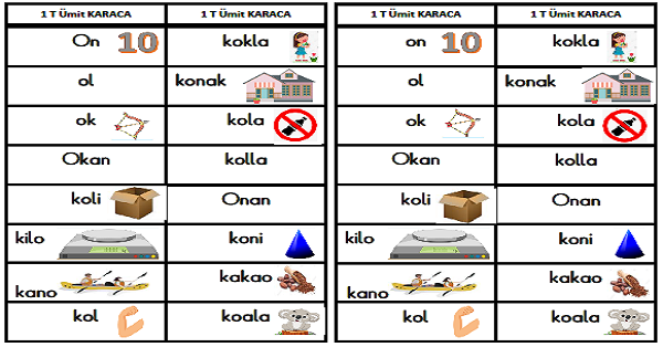 1.Sınıf İlk Okuma O Sesi Katla Oku Etkinliği