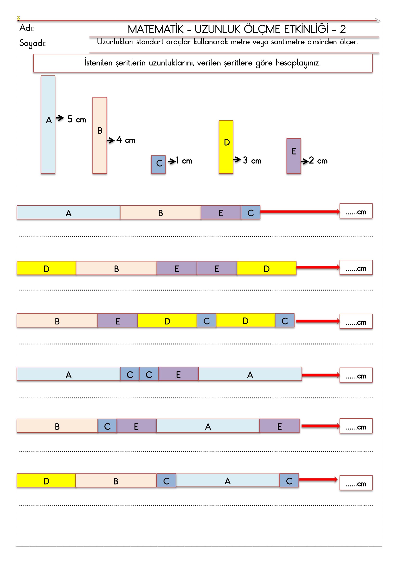 2.Sınıf - Matematik - Uzunluk Ölçme Etkinliği-2