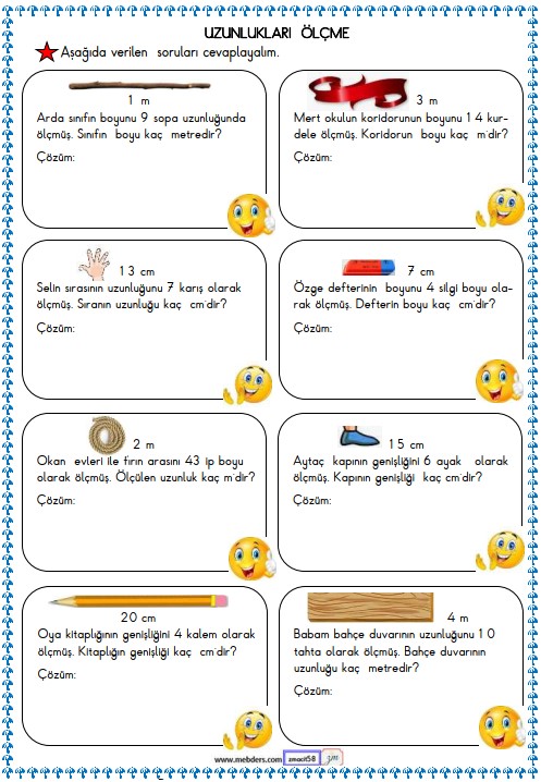 2. Sınıf Matematik Uzunlukları Ölçme  Etkinliği 20
