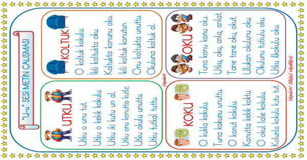 1. Sınıf İlk Okuma Yazma U Sesi Metin Çalışması