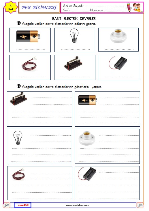 4. Sınıf Fen Bilimleri Basit Elektrik Devreleri Ettkinliği 1