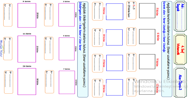 4.Sınıf Matematik Alan Ölçme -3